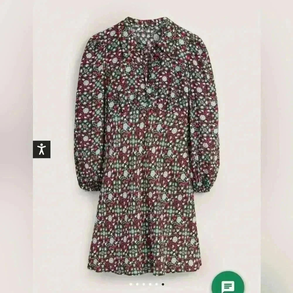 Boden Tie Neck Shirt Dress size 10L - Picture 6 of 10